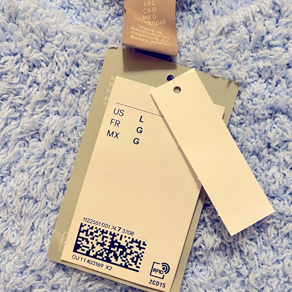 🆕 H&M🩵Icy Baby Blue Fuzzy Teddy High Neck Sherpa Cropped Halter Tank Top Large - Picture 10 of 11